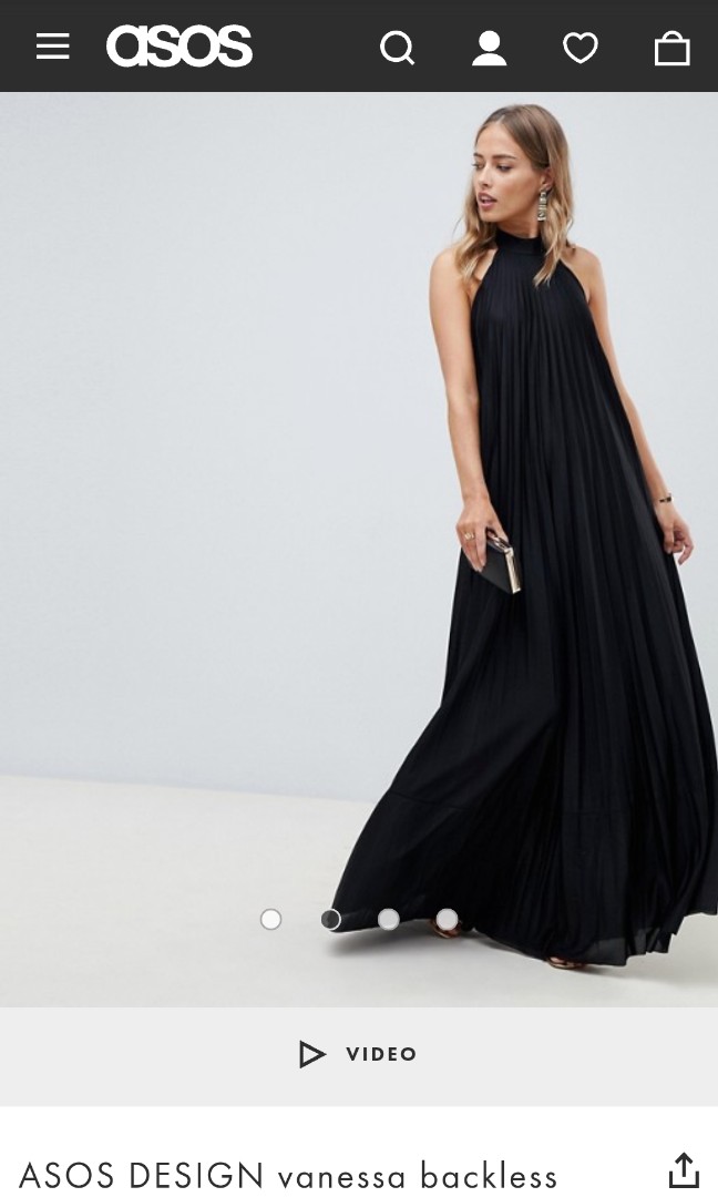 Asos design vanessa backless hot sale halter pleated maxi dress