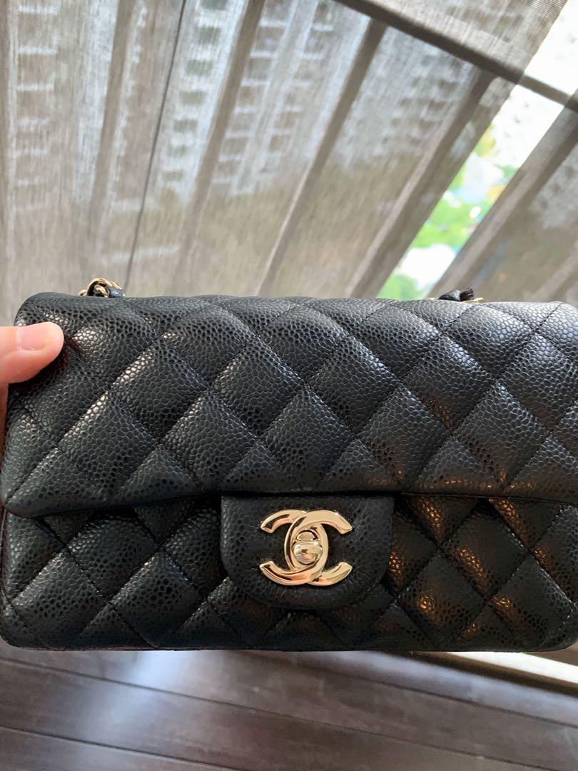 Chanel Black Caviar Mini Rectangular Bag Light Gold Hardware #25, Luxury,  Bags & Wallets on Carousell