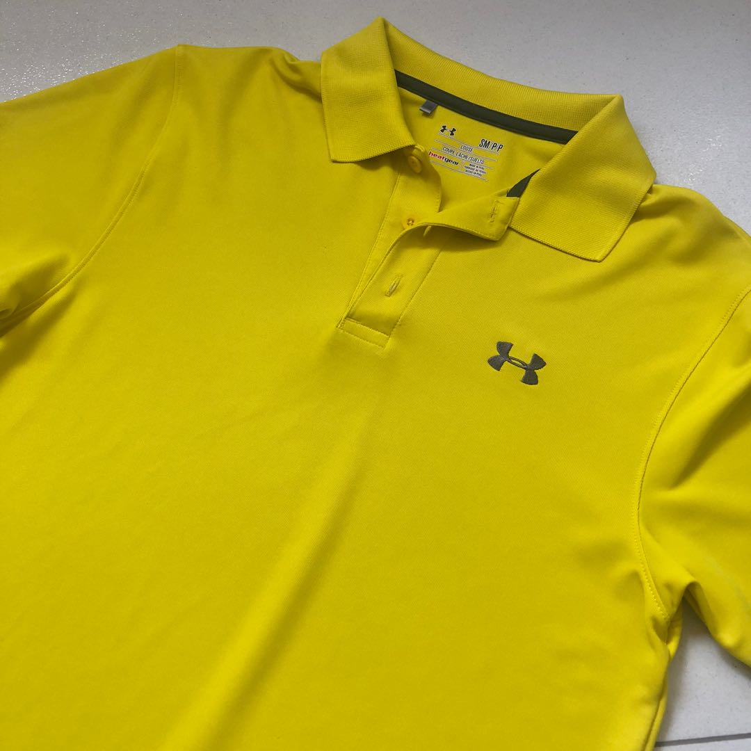 yellow under armour polo shirt