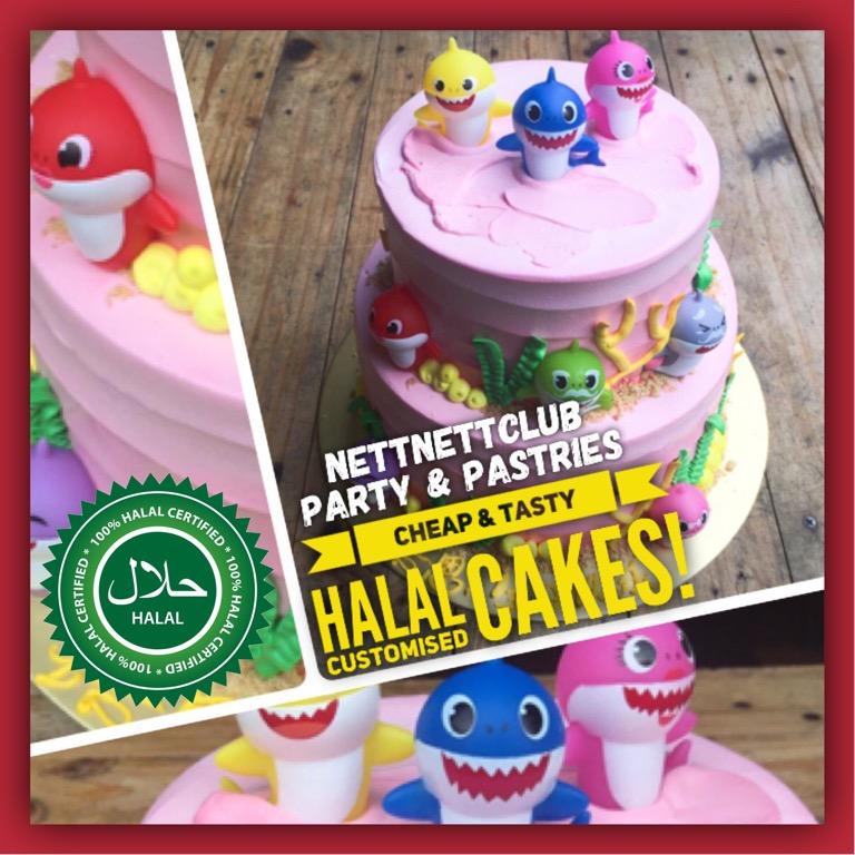 Halal Pink Fong Baby Shark Theme Cake Baby Shower Birthday