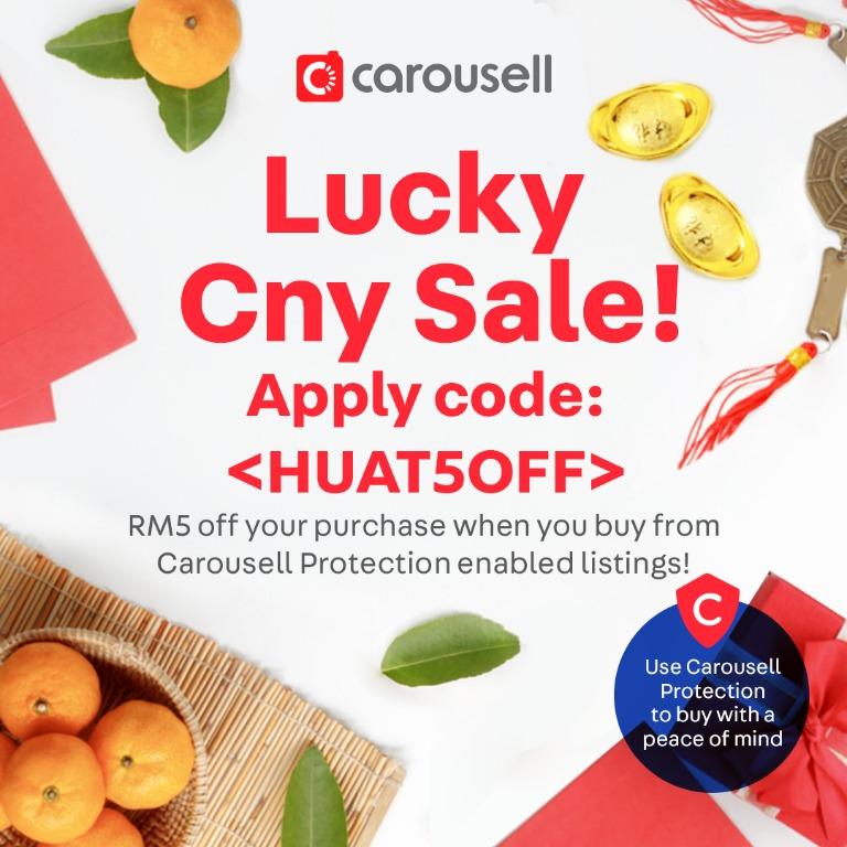 [PROMO CODE ENDED] (Category: Dresses) located in Kuala Lumpur. Submitted by carousell_my (Listing ID 273171483, Image 1). Description: DONG DONG DONG DONG CHIANG! HUAT AH! Carousell is giving out RM5 Angpao ah! Now you can apply promo code HUAT5OFF and get RM5 OFF on HUATever your purchase from ANY Carousell Protection enabled listing! Just purchase ANY Items from sellers with Carousell Protection enabled listings and apply 'HUAT5OFF' promo code