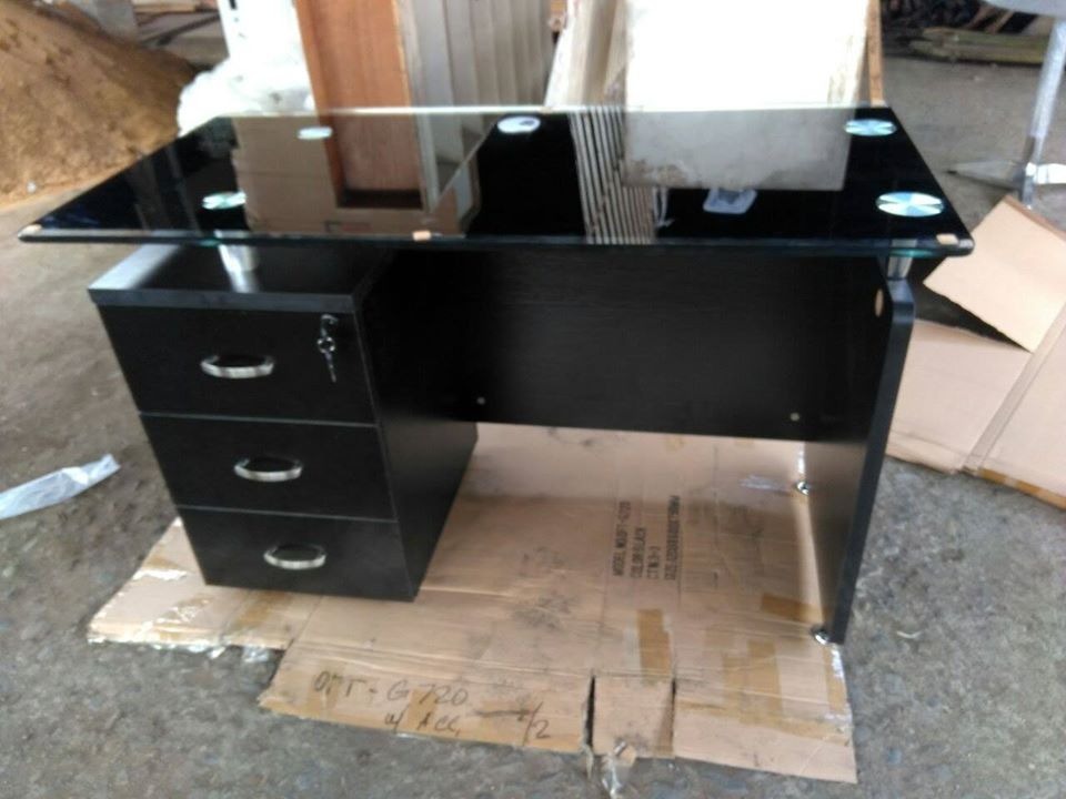 Office Table Glass Top With Drawers Furniture Home Living