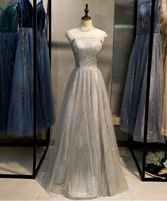 silver glitter gown