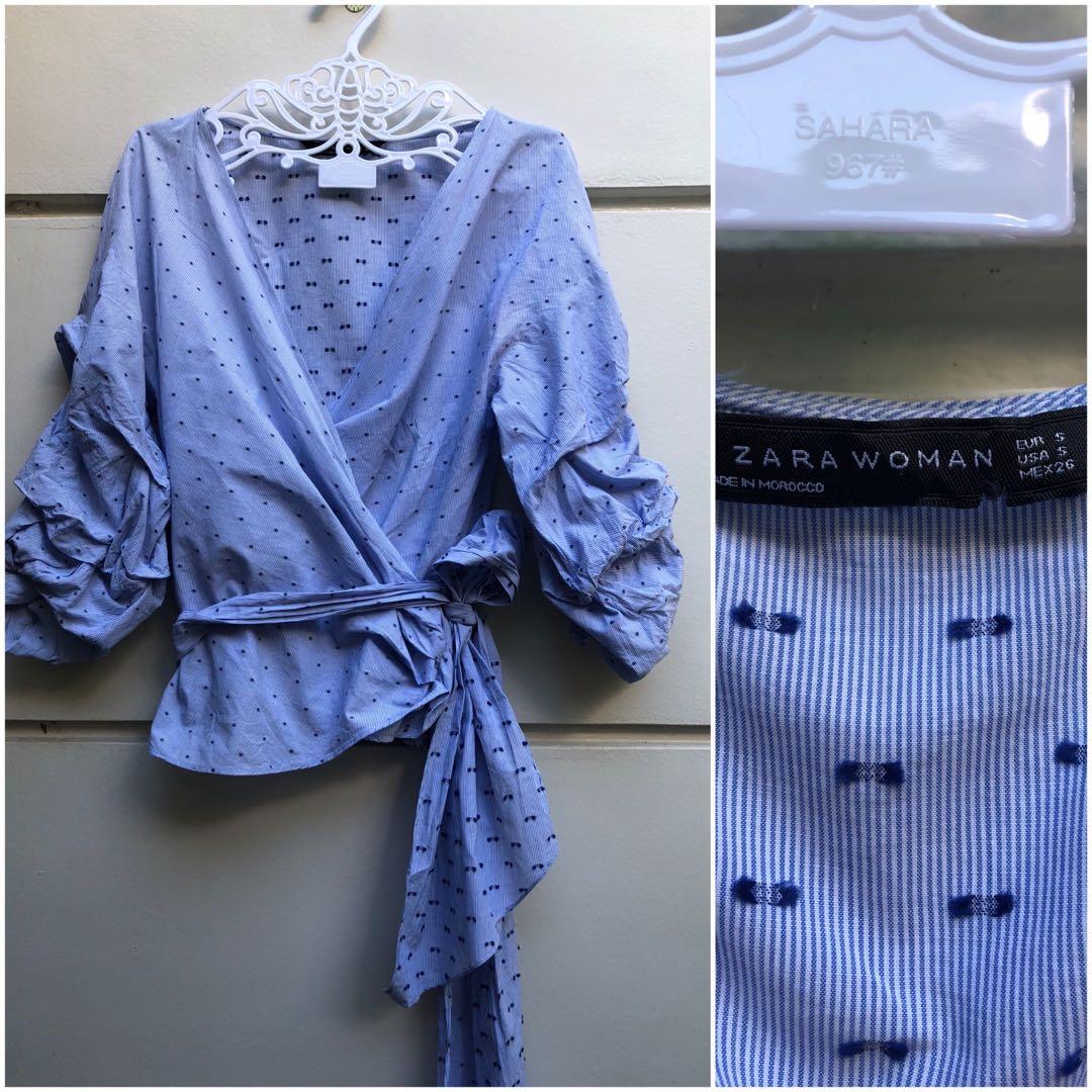 Zara wrap top (Category: Sleeveless) located in Davao. Submitted by limebliss (Listing ID 273158672, Image 1). Description: Can fit small-medium frames.