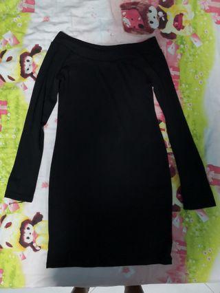 Off Shoulder Black Long sleeve Dress
