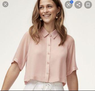 Aritzia Wilfred Henrietta silk pink blouse xs