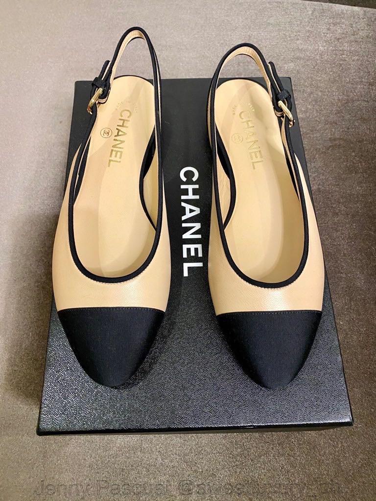 BRANDNEW CHANEL SLINGBACK FLATS Size-38.5 fit to 38, Women's Fashion,  Footwear, Flats & Sandals on Carousell