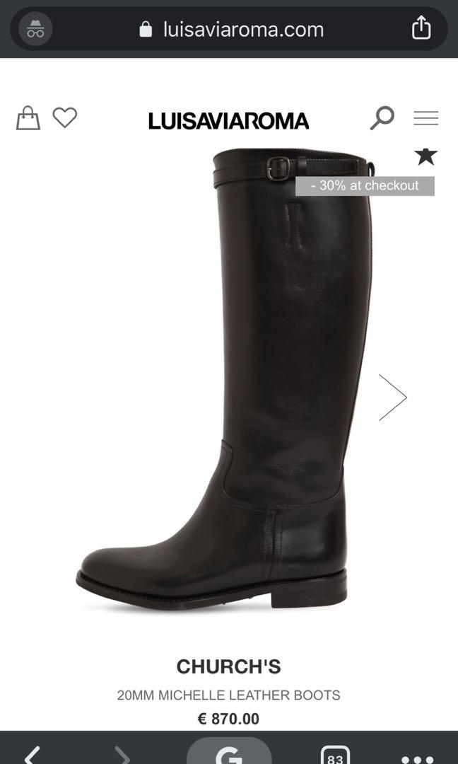 Churchs 20 mm “Michelle” leather boots in black pour femme, Women's  Fashion, Shoes, Boots on Carousell