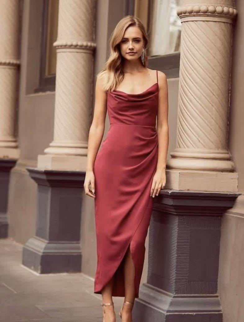 Red petite midi dress online