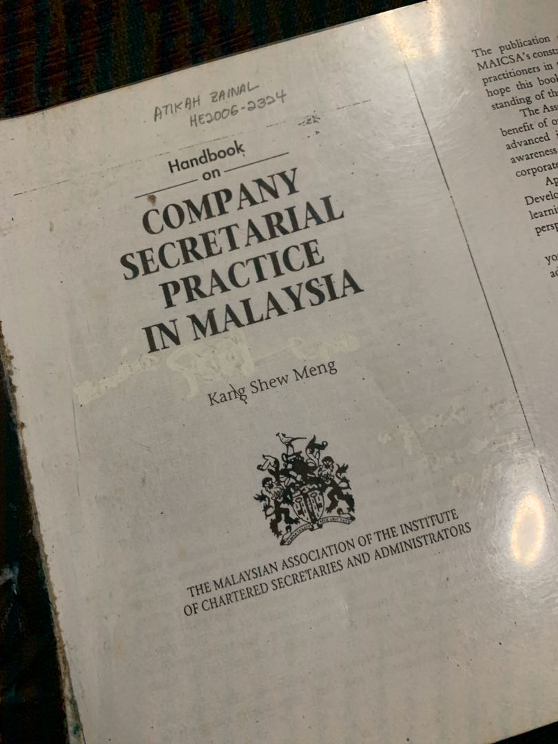 Handbook On Company Secretarial Practice In Malaysia Books Stationery Books On Carousell