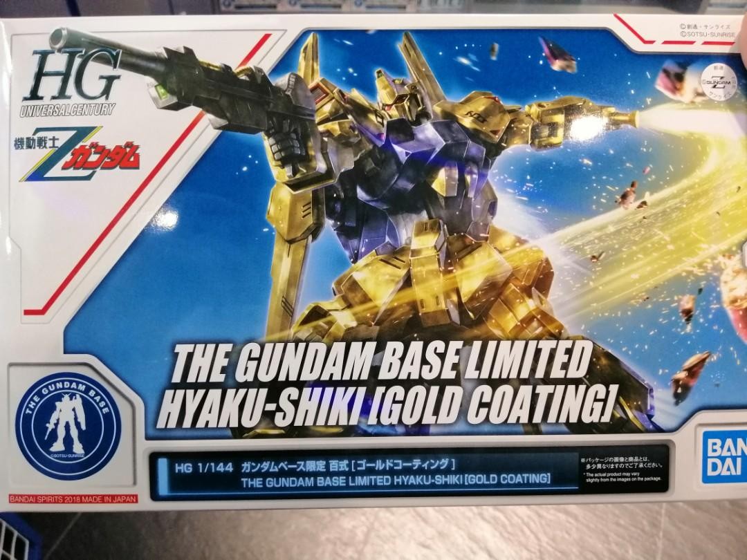 Hguc 1 144 Gundam Base Limited Hyaku Shiki Gold Coating Toys Games Bricks Figurines On Carousell