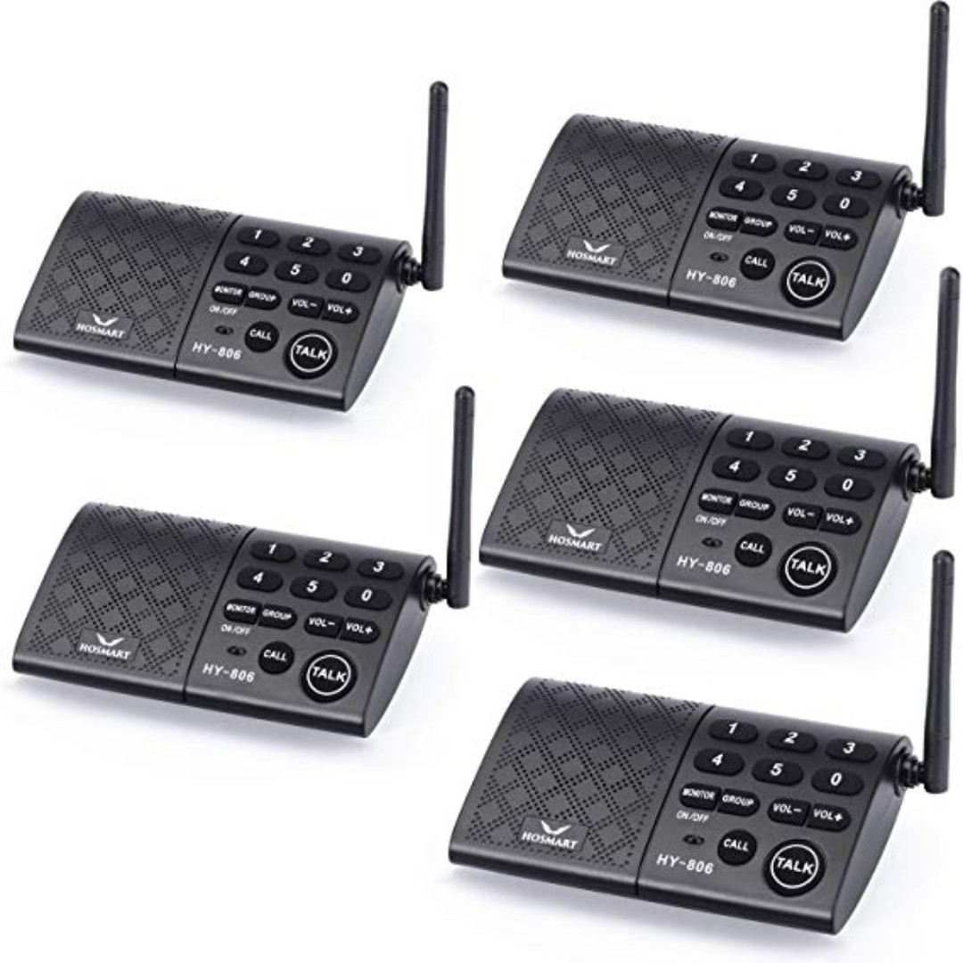 Hosmart Portable Wireless Intercom System 1 2mile 6 Channel Security Wireless Intercom System For Home Or Office 5 Stations Black Battery Is Not Included Electronics Others On Carousell