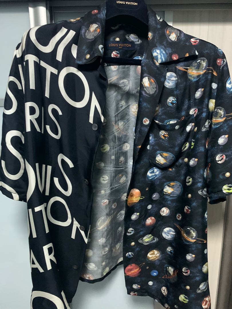 Louis Vuitton Black Split Hawaiian Galaxy Print Cotton Crew Neck T-Shirt M  Louis Vuitton