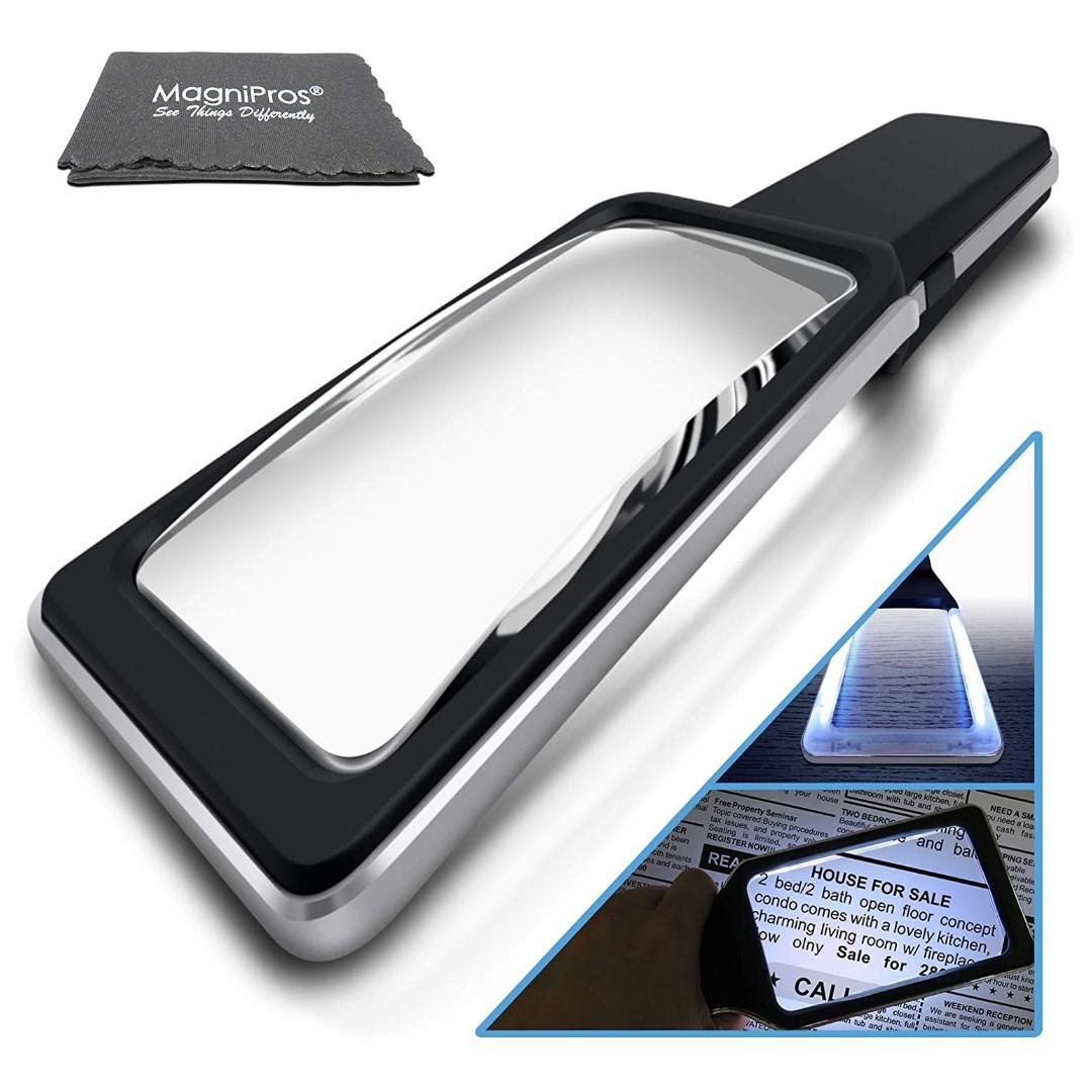 MagniPros Magnifying Glass with [10 Anti Glare & Dimmable LED Lights ...