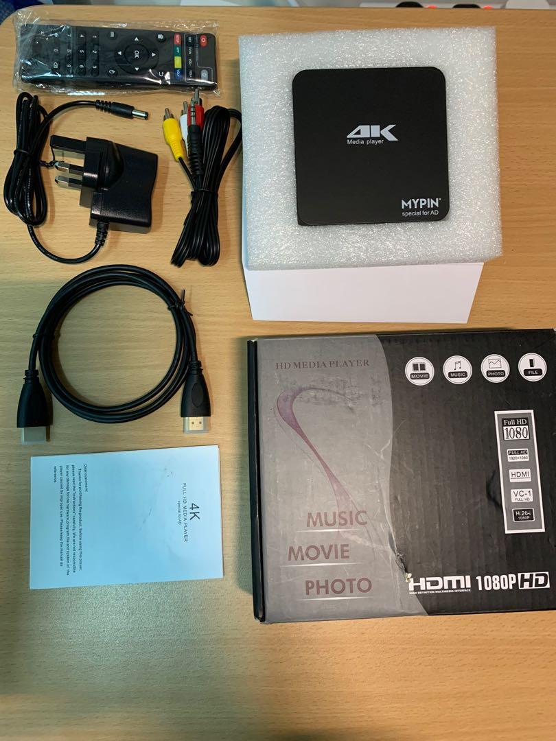 MYPIN 4K UltraHD Digital Media Player 2USB Input HDMI/AV Out PPT MKV