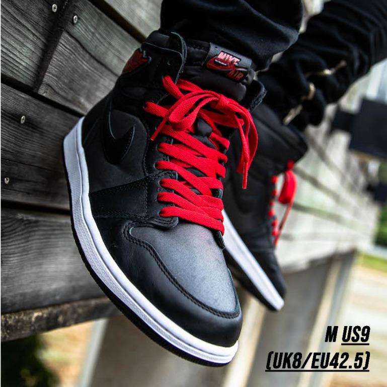 nike air jordan 1 retro high black gym red satin