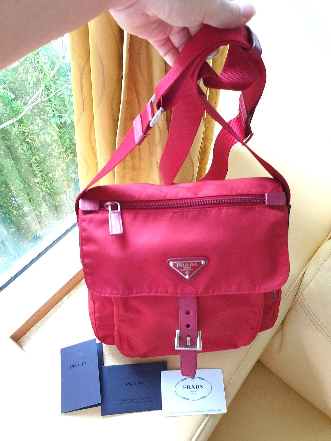 prada red sling bag