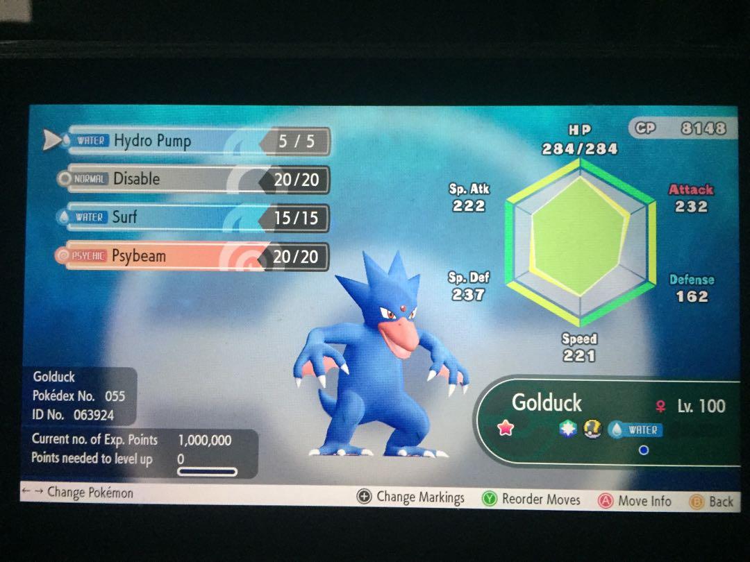 Shiny Golduck Pokemon Lets Go Pikachu M Eevee Toys Games Video Gaming In Game Products On Carousell