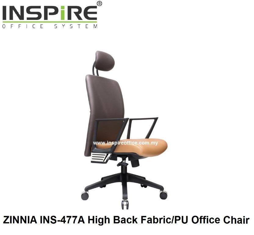 Zinnia Ins 477a High Back Fabric Pu Office Chair Home Furniture Others On Carousell