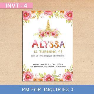 [Layout Only] Birthday Invitation/ Unicorn Invitation/ Floral Invitation/ Party Invitation