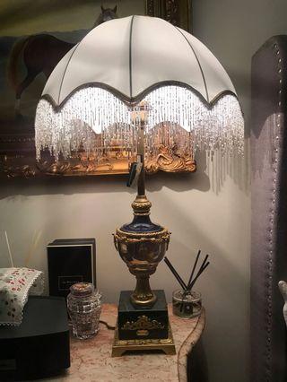 Italian table lamp brass and cobalt blue