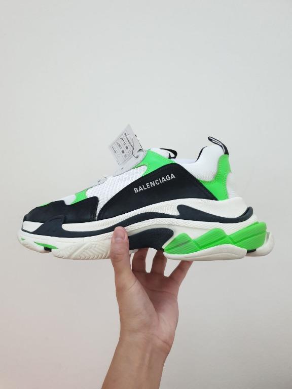 balenciaga triple s mr porter neon green