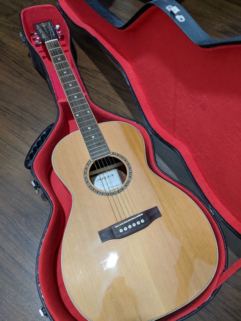 Beginner acoustic guitar with case, Hobbies & Toys, Music & Media