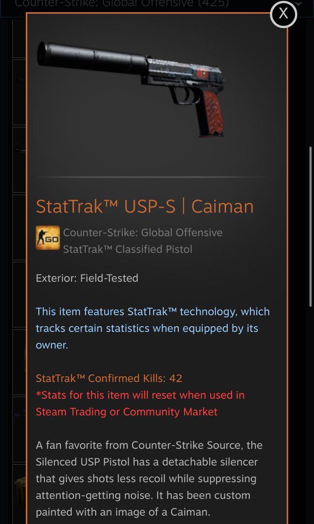 Csgo Stattrak Usp Caiman Ft Toys Games Video Gaming In Game Products On Carousell - usp no silencer csgo roblox