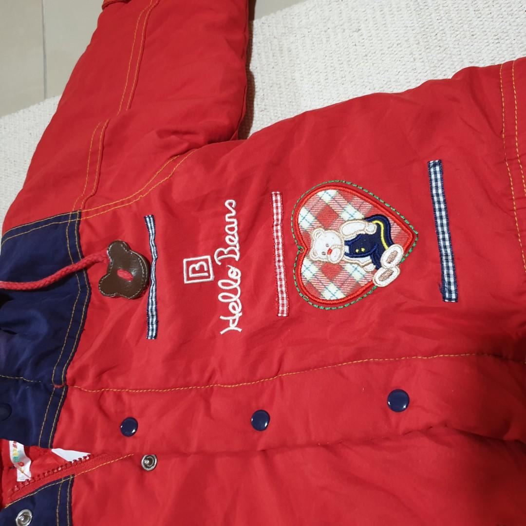 Cute red bear padded jacket for toddlers Babies Kids