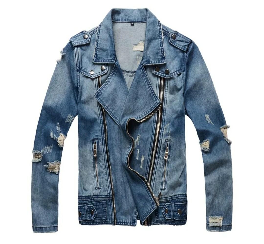 Mens jean jacket with zipper discount