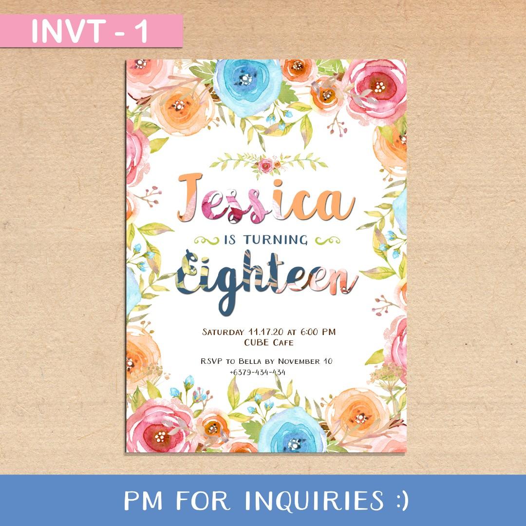 Layout Only Birthday Invitation Floral Invitation Party Invitation Design Craft Others On Carousell