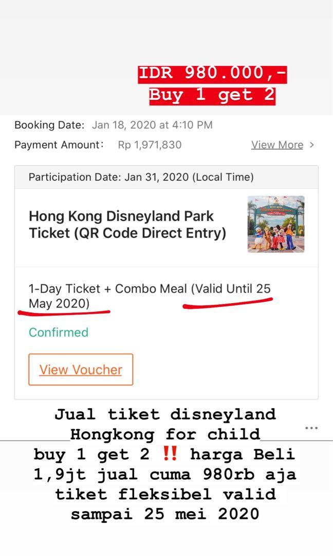 Hong Kong Disneyland ticket / tiket disneyland hong kong buy 1 get 2