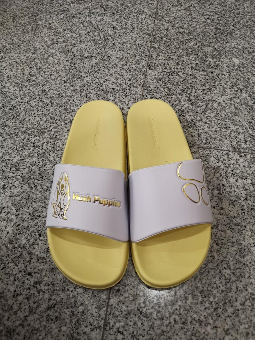 yellow and white sandals