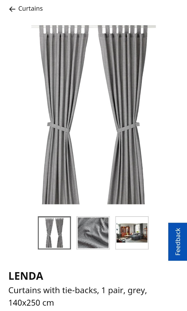 Ikea curtains, Furniture & Home Living, Furniture, Other Home Furniture