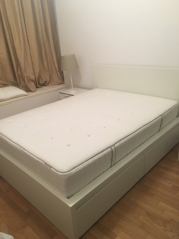 IKEA Queen bed with mattress., Furniture & Home Living, Furniture, Bed