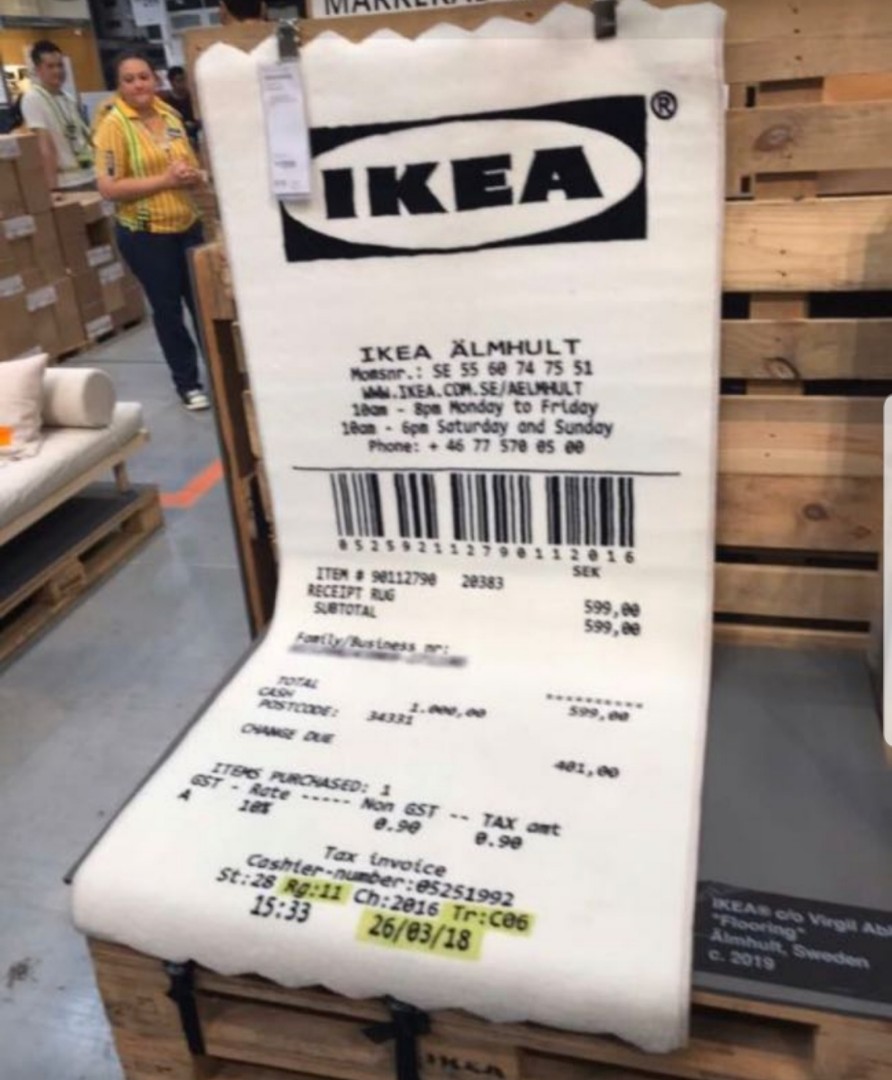 IKEA X Virgil Abloh (Receipt Rug), Furniture & Home Living, Home Decor