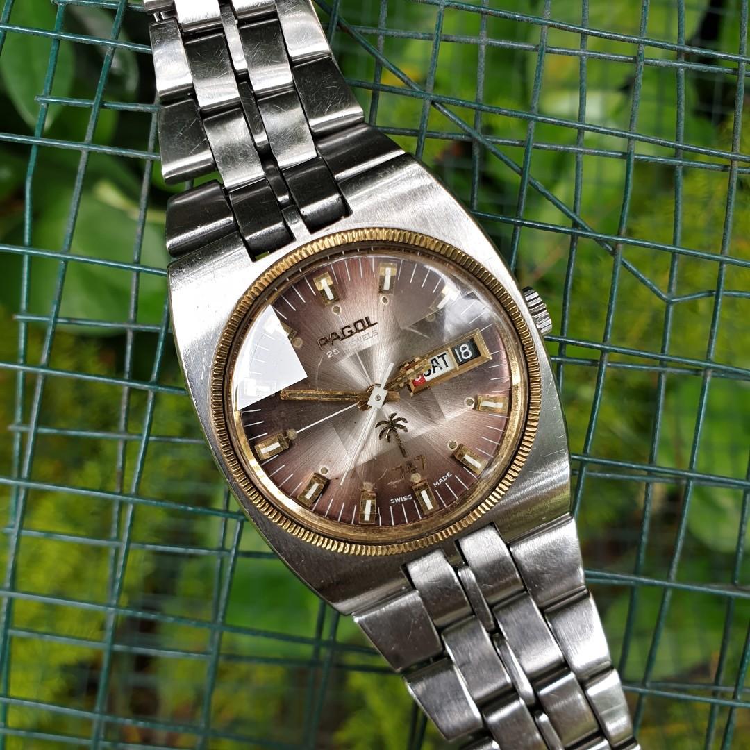 Jam Vintage Pagol Sw 747 Automatic Fesyen Pria Jam Tangan Di Carousell