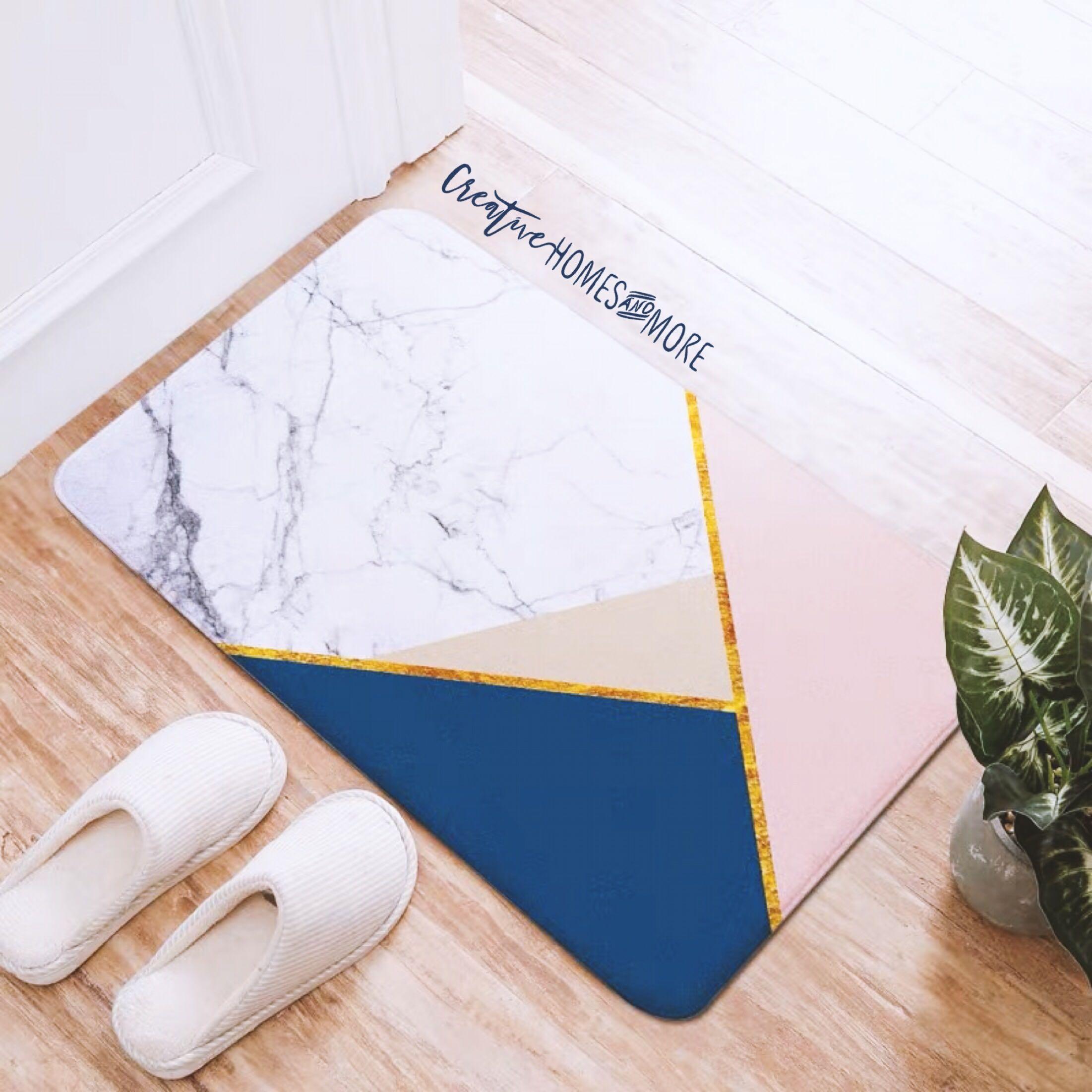 Sale Geo Color Block Marble Bath Mat Furniture Home Decor