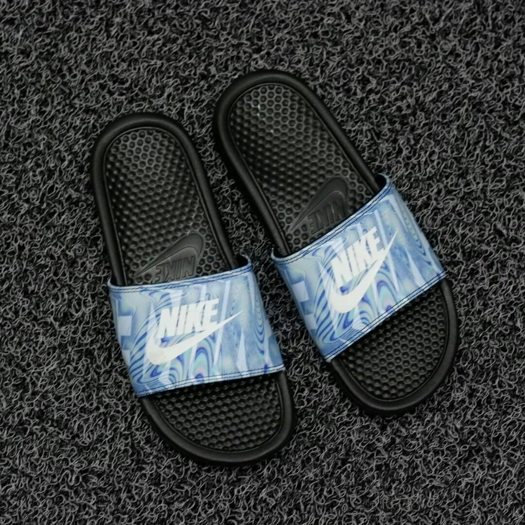 nike slippers sky blue