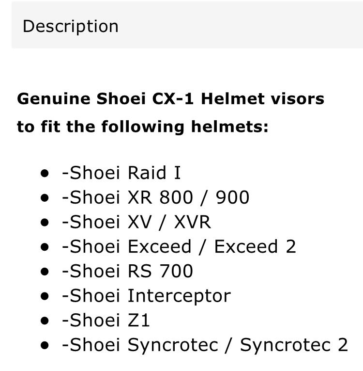 Shoei Visor CX-1