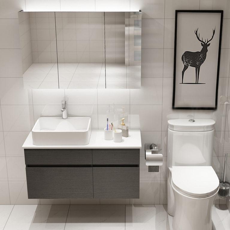 Solid Wood Vanity Mirror Cabinet Nordic, Grey Bathroom Vanity Cabinet