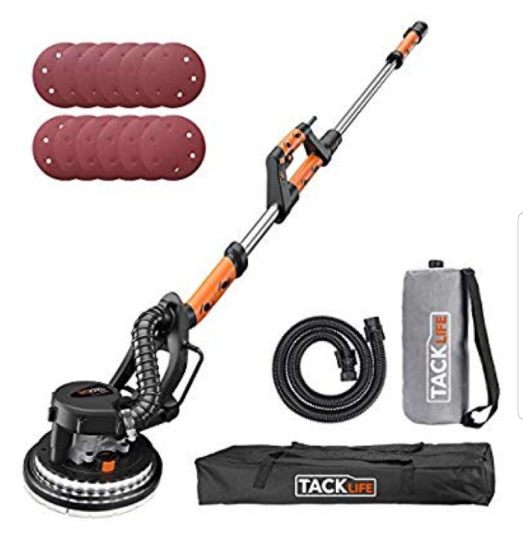 TACKLIFE Drywall Sander 6.7A 800W Automatic Vacuum System Enable Efficient Dust Absorption 12 Sanding Discs Variable Speed 500 1800RPM Electric