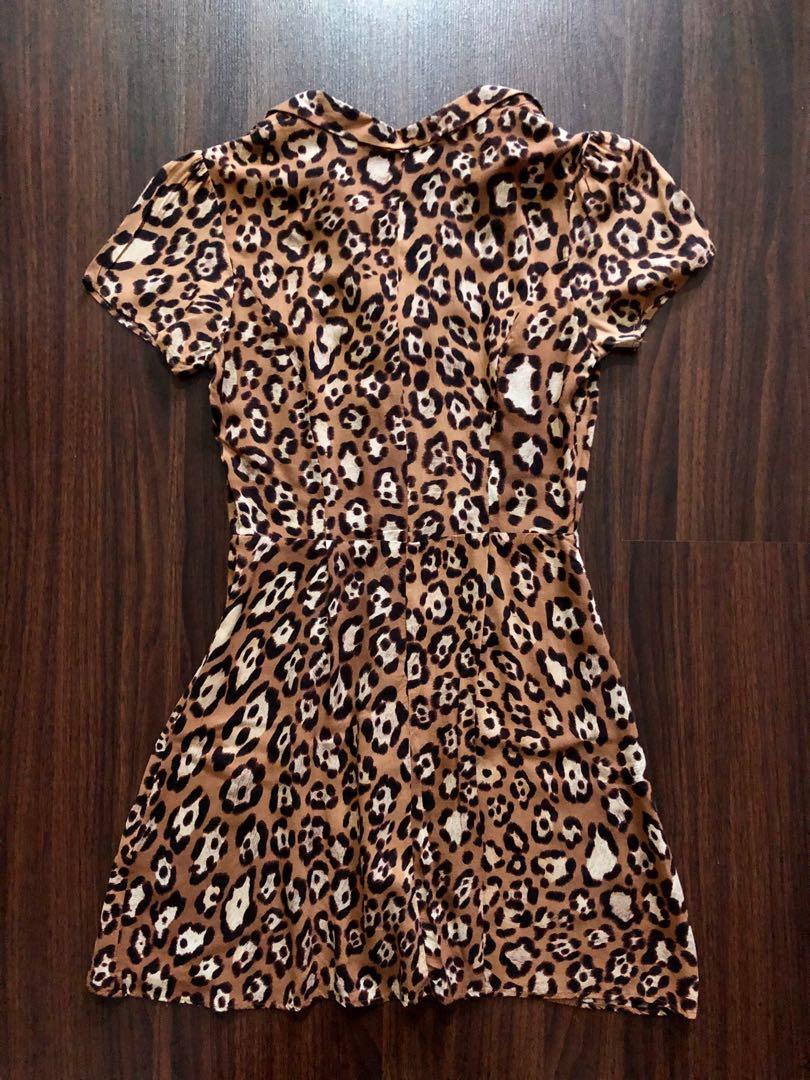 Topshop leopard print shirt dress UK6 Women s Fashion Tops Sleeveless on Carousell