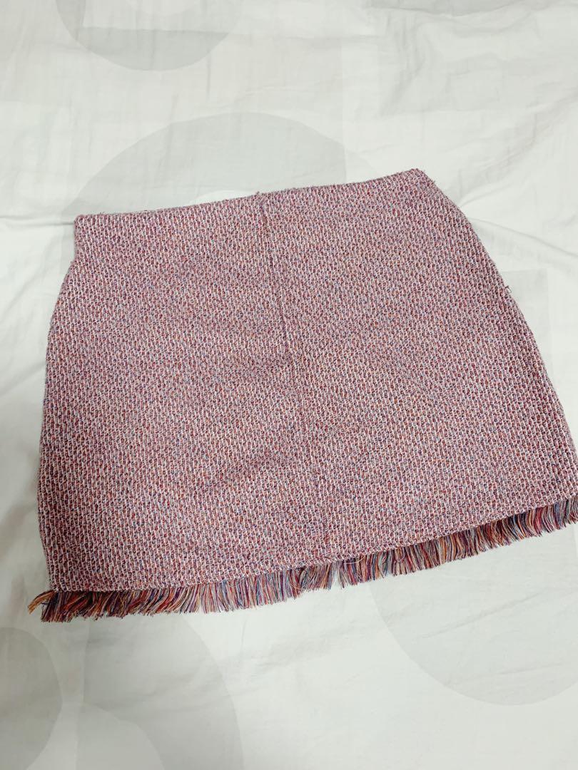 zara purple tweed skirt