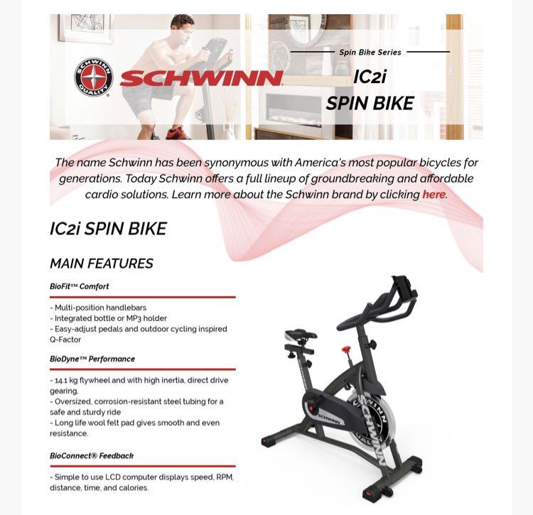 schwinn spinning bike ic2i