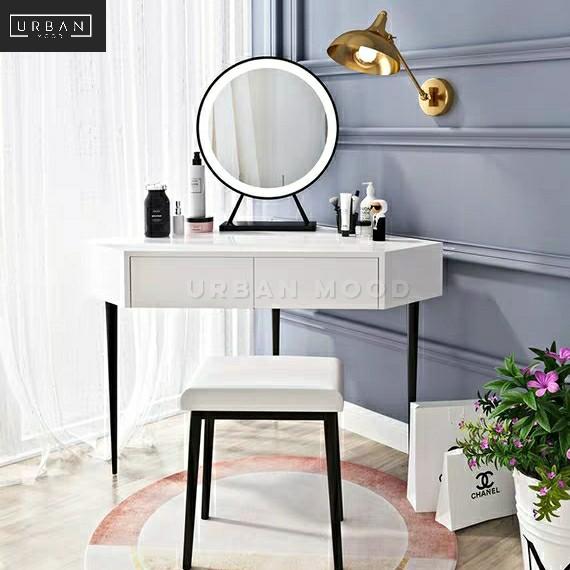 Auria Modern Corner Vanity Table, Small Corner Vanity Desk