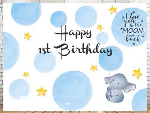 Baby Boy 1st Birthday Blue Background Wallpaper - Dumbo - Little Elephant,  Babies & Kids, Babies & Kids Fashion on Carousell