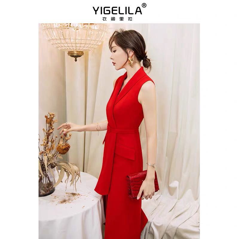 Blazer vest dress In red Women s Fashion Tops Sleeveless on