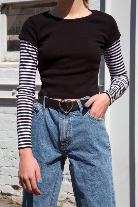 Brandy Melville Ashlyn Striped Long Sleeve Skater Top Women S Fashion Tops Other Tops On Carousell