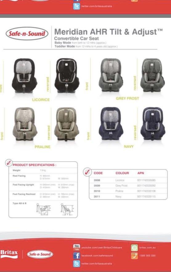 Britax Car Seat Safe n Sound Meridian AHR Babies Kids Going Out Car Seats on Carousell
